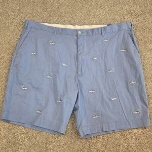 Ralph Lauren Polo Men's Size 50B Shorts Blue  Embroidered Shark‎ Pattern